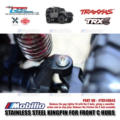GPM Part #TRX4004S Stainless Steel King Pins For Front C Hubs - 4 pcs for Traxxas TRX4 Crawler Car
