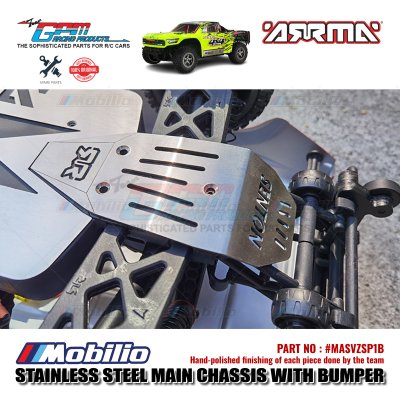 GPM Part #MASVZSP1B Stainless Steel Main Chassis with Bumper (Hollow Version) Arrma Senton V3 3S BLX Short Course