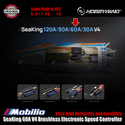 Hobbywing SeaKing 60A V4 Brushless Electronic Speed Controller ESC for RC Boat Around 60cm Remote Control