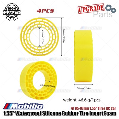 Upgrade Part 1.55" Waterproof Silicone Rubber Tire Insert Foam Fit 95-97mm 1.55 Inch Tires RC Car