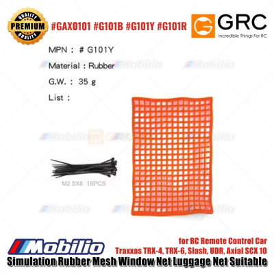 GRC Simulation Rubber Mesh Window Net Luggage Net Suitable for RC Remote Control car TRX-4 TRX-6 Slash UDR Axial SCX10 #GAX0101 #G101B #G101Y #G101R