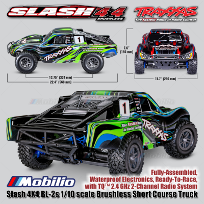 Traxxas Slash 4X4 BL-2s 1/10 scale Brushless Short Course Truck Waterproof RTR