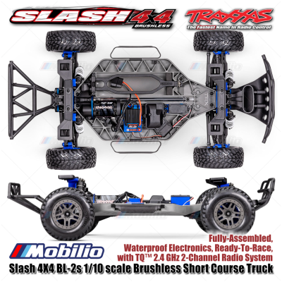 Traxxas Slash 4X4 BL-2s 1/10 scale Brushless Short Course Truck Waterproof RTR