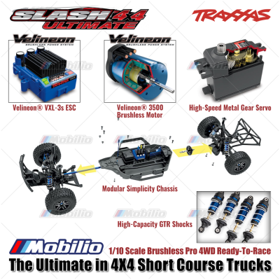 Traxxas Slash 4X4 Ultimate 1/10 Scale Brushless 4WD Short Course RTR