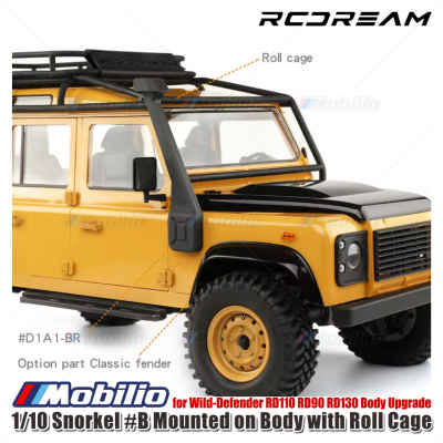 RCDream 1/10 Snorkel #B Mounted on Body with Roll Cage for Wild-Defender RD110 RD90 RD130 Body Upgrade #D1A1-BL #D1A1-BR