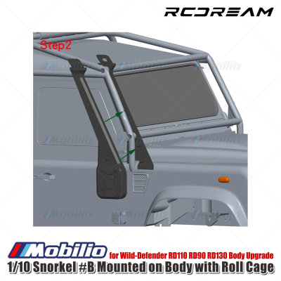 RCDream 1/10 Snorkel #B Mounted on Body with Roll Cage for Wild-Defender RD110 RD90 RD130 Body Upgrade #D1A1-BL #D1A1-BR