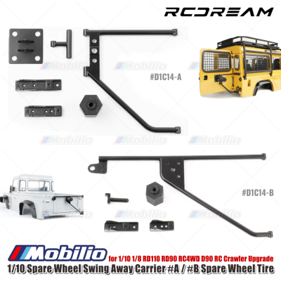 RCDream 1/10 Spare Wheel Swing Away Carrier #A #B Spare Wheel Tire for 1/10 1/8 RD110 RD90 RC4WD D90 RC Crawler Upgrade