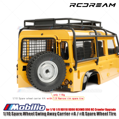 RCDream 1/10 Spare Wheel Swing Away Carrier #A #B Spare Wheel Tire for 1/10 1/8 RD110 RD90 RC4WD D90 RC Crawler Upgrade