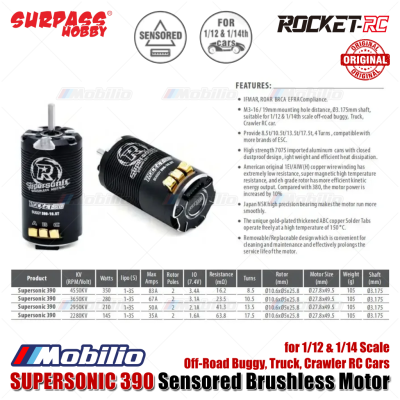 Surpass Hobby Rocket-RC SUPERSONIC 390 Sensored Brushless Motor for 1/12 & 1/14 Scale Off-Road Buggy Truck Crawler RC Cars