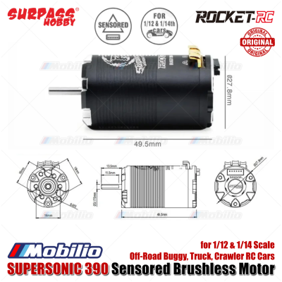 Surpass Hobby Rocket-RC SUPERSONIC 390 Sensored Brushless Motor for 1/12 & 1/14 Scale Off-Road Buggy Truck Crawler RC Cars