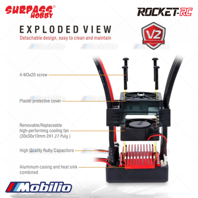Surpass Hobby Rocket Supersonic V2 Waterproof Brushless ESC Over-Heat Protection RC Car