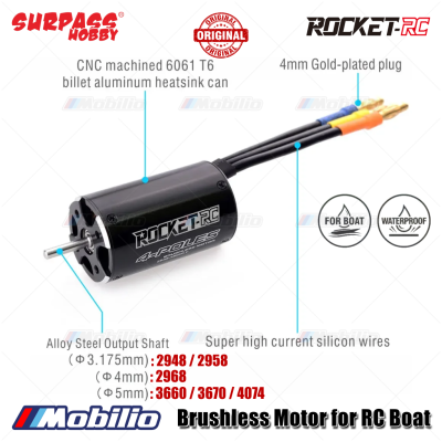 Surpass Hobby Rocket-RC Brushless Motor 2948 / 2958 / 2968 / 3660 / 3670 / 4074 4 Poles 12 Slot Waterproof for RC Boat Remote Control