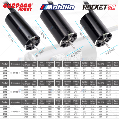 Surpass Hobby Rocket-RC Brushless Motor 2948 / 2958 / 2968 / 3660 / 3670 / 4074 4 Poles 12 Slot Waterproof for RC Boat Remote Control