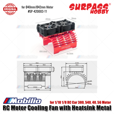 SURPASS HOBBY Kipas Pendingin Motor RC dengan Heatsink Metal untuk 1/12 1/10 1/8 RC Car 380 540 40 56 Motor dengan Kabel Ekstensi 263mm