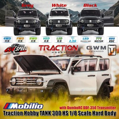Traction Hobby TANK 300 HS 1/8 Scale Hard Body TANK300-HS RC Car Adventure Crawler RTR Remote Control