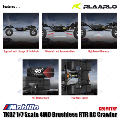 Rlaarlo TK07 1/7 Scale 4WD Brushless RTR 2.4GHz RC Crawler Adventure Off-Road Remote Control