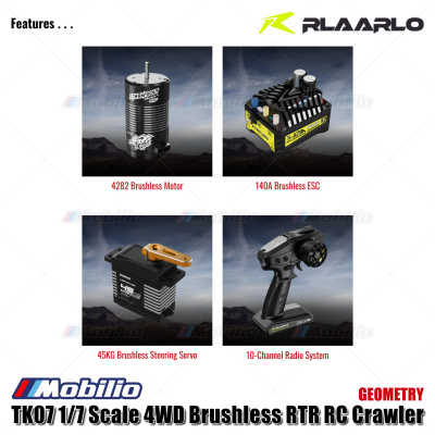 Rlaarlo TK07 1/7 Scale 4WD Brushless RTR 2.4GHz RC Crawler Adventure Off-Road Remote Control