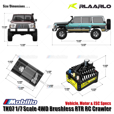 Rlaarlo TK07 1/7 Scale 4WD Brushless RTR 2.4GHz RC Crawler Adventure Off-Road Remote Control