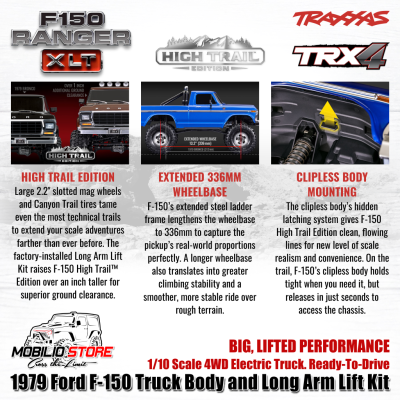 Traxxas TRX-4 1/10 High Trail 1979 Ford F150 Ranger XLT RC Truck Crawler Adventure