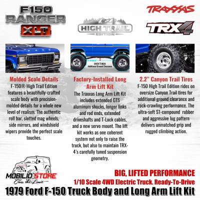 Traxxas TRX-4 1/10 High Trail 1979 Ford F150 Ranger XLT RC Truck Crawler Adventure