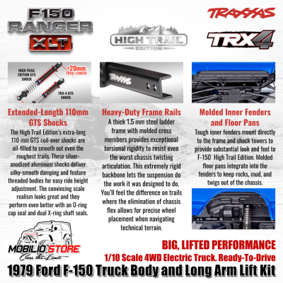 Traxxas TRX-4 1/10 High Trail 1979 Ford F150 Ranger XLT RC Truck Crawler Adventure