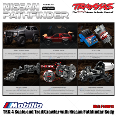 Traxxas 110056-4 TRX-4 Scale and Trail Crawler with Nissan Pathfinder RC 1/10 4X4 Waterproof RTR 2.4GHz TQi Adventure