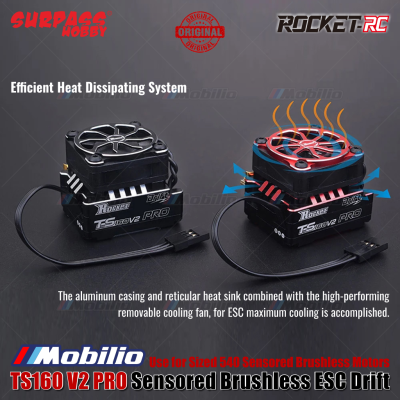 Surpass Hobby Rocket-RC TS160 V2 PRO Sensored Brushless ESC Drift Series RC Car Use for Sized 540 Sensored Brushless Motors
