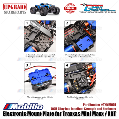 GPM Part  #TXMM051 7075 Alloy Electronic Mount Plate for RC Traxxas Mini Maxx / Mini XRT