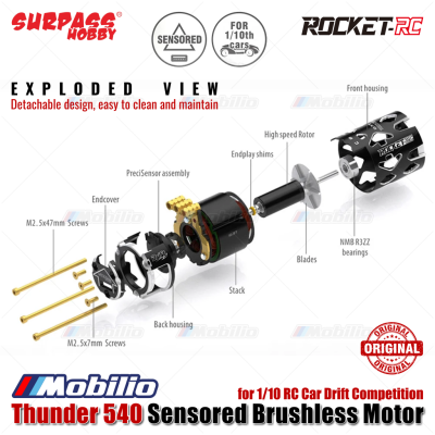 Surpass Hobby Rocket-RC Thunder 540 Sensored Brushless Motor for 1/10 RC Car Drift Competition Remote Control