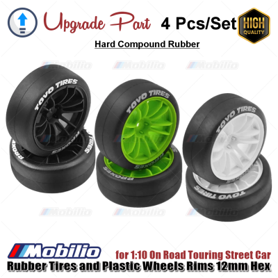 Upgrade Part Rubber Tires and Plastic Wheels Rims 12mm Hex for 1:10 On Road Touring Street Car