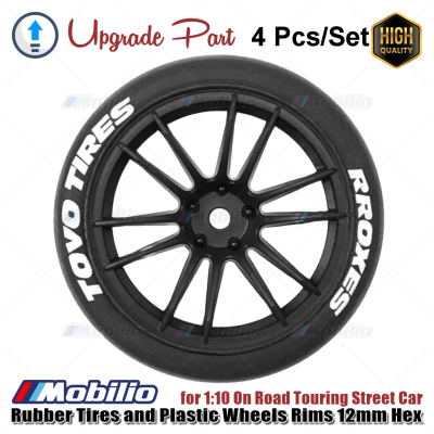 Upgrade Part Rubber Tires and Plastic Wheels Rims 12mm Hex for 1:10 On Road Touring Street Car