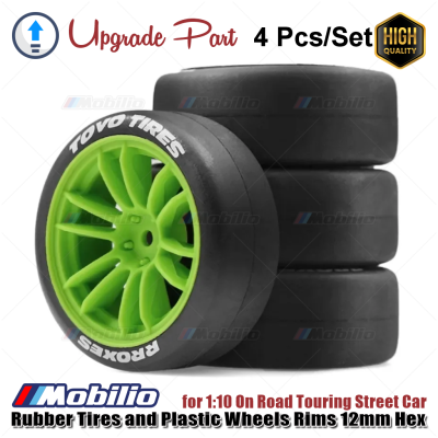 Upgrade Part Rubber Tires and Plastic Wheels Rims 12mm Hex for 1:10 On Road Touring Street Car