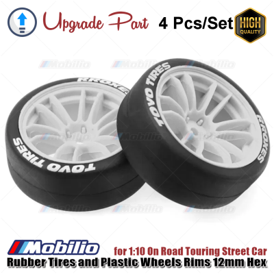 Upgrade Part Rubber Tires and Plastic Wheels Rims 12mm Hex for 1:10 On Road Touring Street Car
