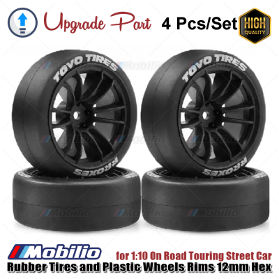 Upgrade Part Rubber Tires and Plastic Wheels Rims 12mm Hex for 1:10 On Road Touring Street Car