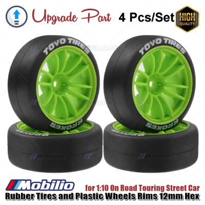 Upgrade Part Rubber Tires and Plastic Wheels Rims 12mm Hex for 1:10 On Road Touring Street Car