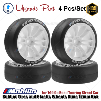 Upgrade Part Rubber Tires and Plastic Wheels Rims 12mm Hex for 1:10 On Road Touring Street Car