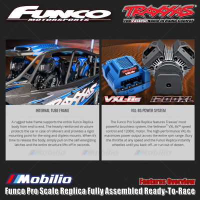 Traxxas 109076-4 Funco Pro Scale Replica Fully Assembled Ready-To-Race RTR with TQi 2.4 GHz Radio System VXL-8S Brushless Power System and Replica Funco Clipless Body