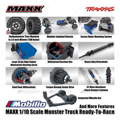 Traxxas Maxx V2 with WideMaxx RC Monster Truck Ready to Race 1/10 Scale 4S RTR