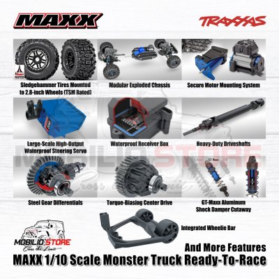 Traxxas Maxx V2 with WideMaxx RC Monster Truck Ready to Race 1/10 Scale 4S RTR