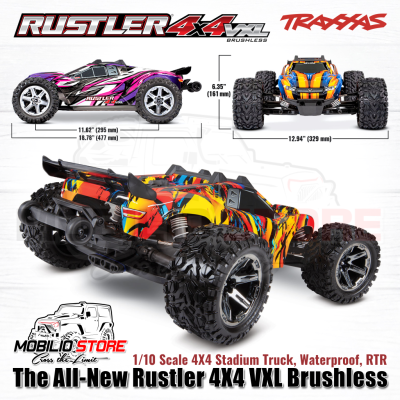 Traxxas Rustler 4X4 VXL Brushless 1/10 Scale Waterproof RTR The Stadium Truck Redefined