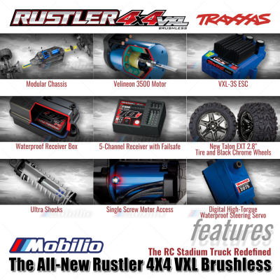 Traxxas Rustler 4X4 VXL Brushless 1/10 Scale Waterproof RTR The Stadium Truck Redefined