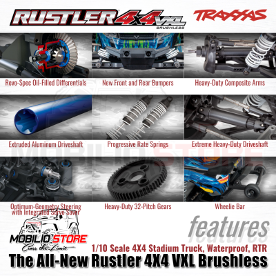 Traxxas Rustler 4X4 VXL Brushless 1/10 Scale Waterproof RTR The Stadium Truck Redefined