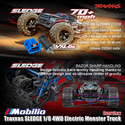 Traxxas 95076-4 SLEDGE 1/8 Monster Truck 6S Brushless 2.4GHz 4WD RTR TQI TSM
