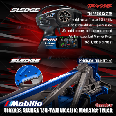 Traxxas SLEDGE 1/8 Monster Truck 6s Brushless 2.4GHz 4WD RTR TQI TSM Belted Tires