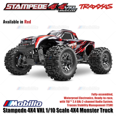 Traxxas 90376-4 Stampede VXL 1/10 Scale 4X4 Monster Truck Fully-Assembled Waterproof RTR with TQi TSM