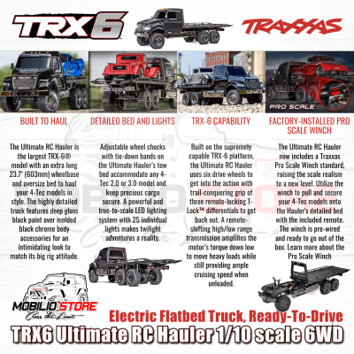 Traxxas 88086-84 TRX6 Ultimate RC Hauler 1/10 scale 6WD Electric Flatbed Truck