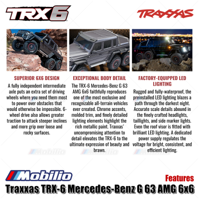Traxxas 88296-4 TRX 6 Mercedes-Benz G 63 AMG 6x6 RTR RC Car Crawler Scale TRX6 Ready New Clipless