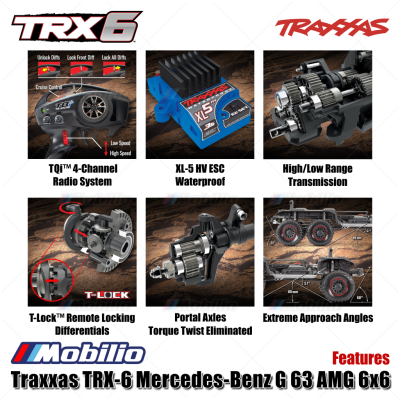 Traxxas 88296-4 TRX 6 Mercedes-Benz G 63 AMG 6x6 RTR RC Car Crawler Scale TRX6 Ready New Clipless