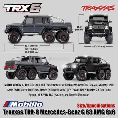 Traxxas 88296-4 TRX 6 Mercedes-Benz G 63 AMG 6x6 RTR RC Car Crawler Scale TRX6 Ready New Clipless