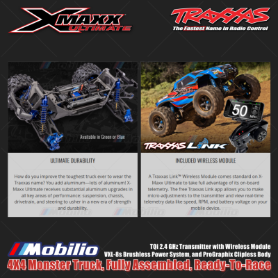 Traxxas 77097-4 X-Maxx XMaxx Ultimate 1/6 Monster Truck 8s Brushless TQI RTR 4WD TQI TSM RTR Clipless
